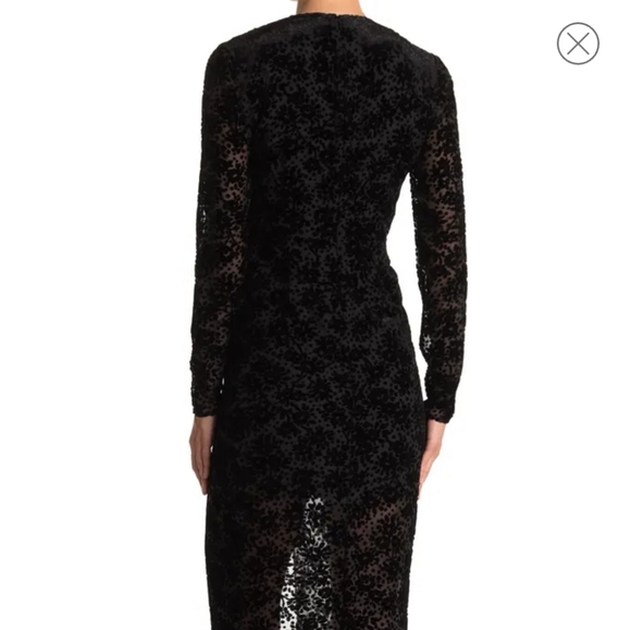 NWT Veronica Beard Velvet V Neck Plunging Lace Floral Print Slit Maxi Dress Gown - Picture 11 of 12